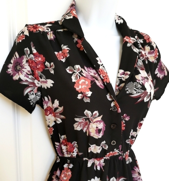 Black Purple Floral Dress Size Small - Picture 4 of 13
